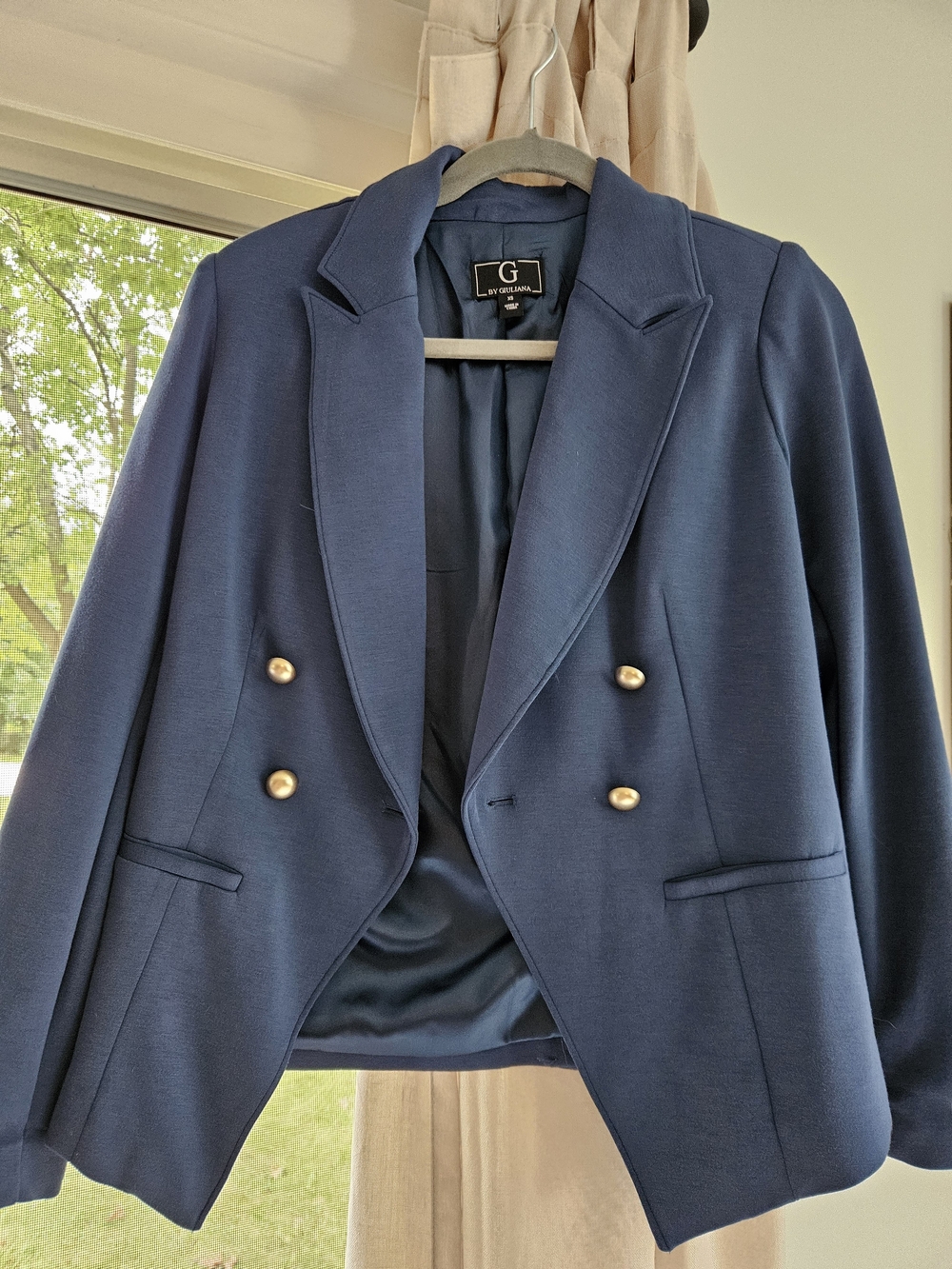G by Giuliana Women’s Navy Double-Breasted Blazer